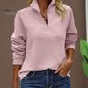 Sweatshirt Couleur Unie Femme Automne Printemps Fermeture Éclair Col Montant Manches Longues Haut de Sport Patchwork Coupe Ample Pull Sport Quotidien Décontracté
