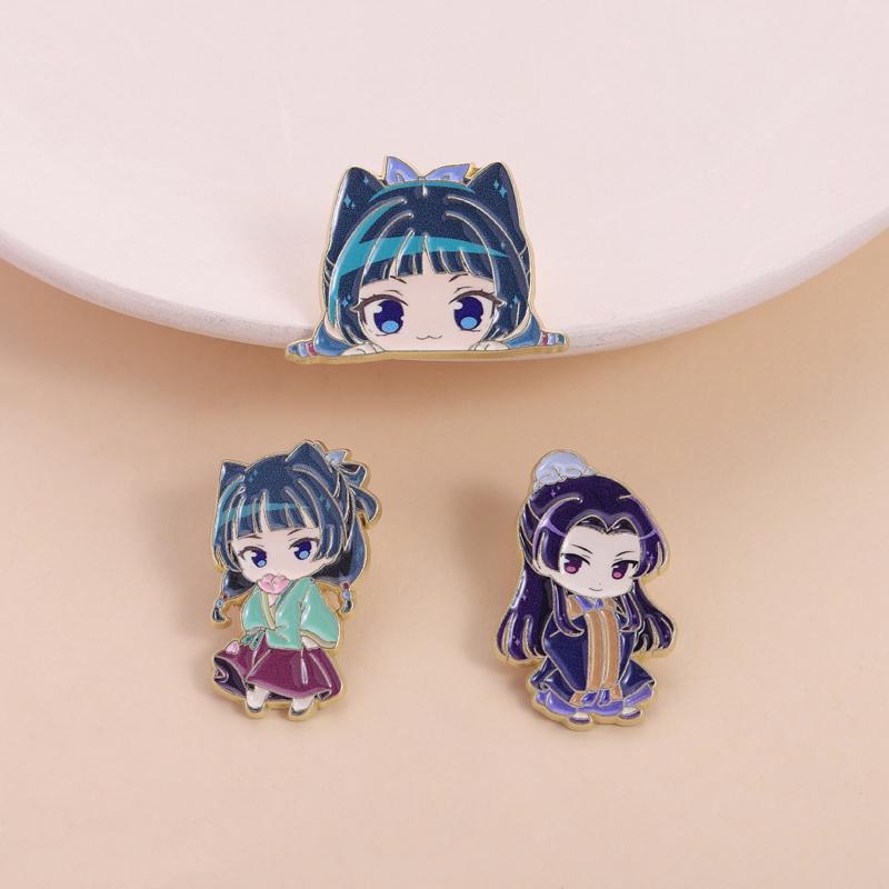 Cartoon Anime Character Enamel Pins Maomao Jinshi Apothecary Japanese Novel Brooches Lapel Badge Jewelry Gift for Friends