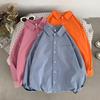Street Style Loose Fit Long Sleeve Collar Shirt Women's Inner Wear Multi-Color Dopaamine Couple's Layering Casual Coat