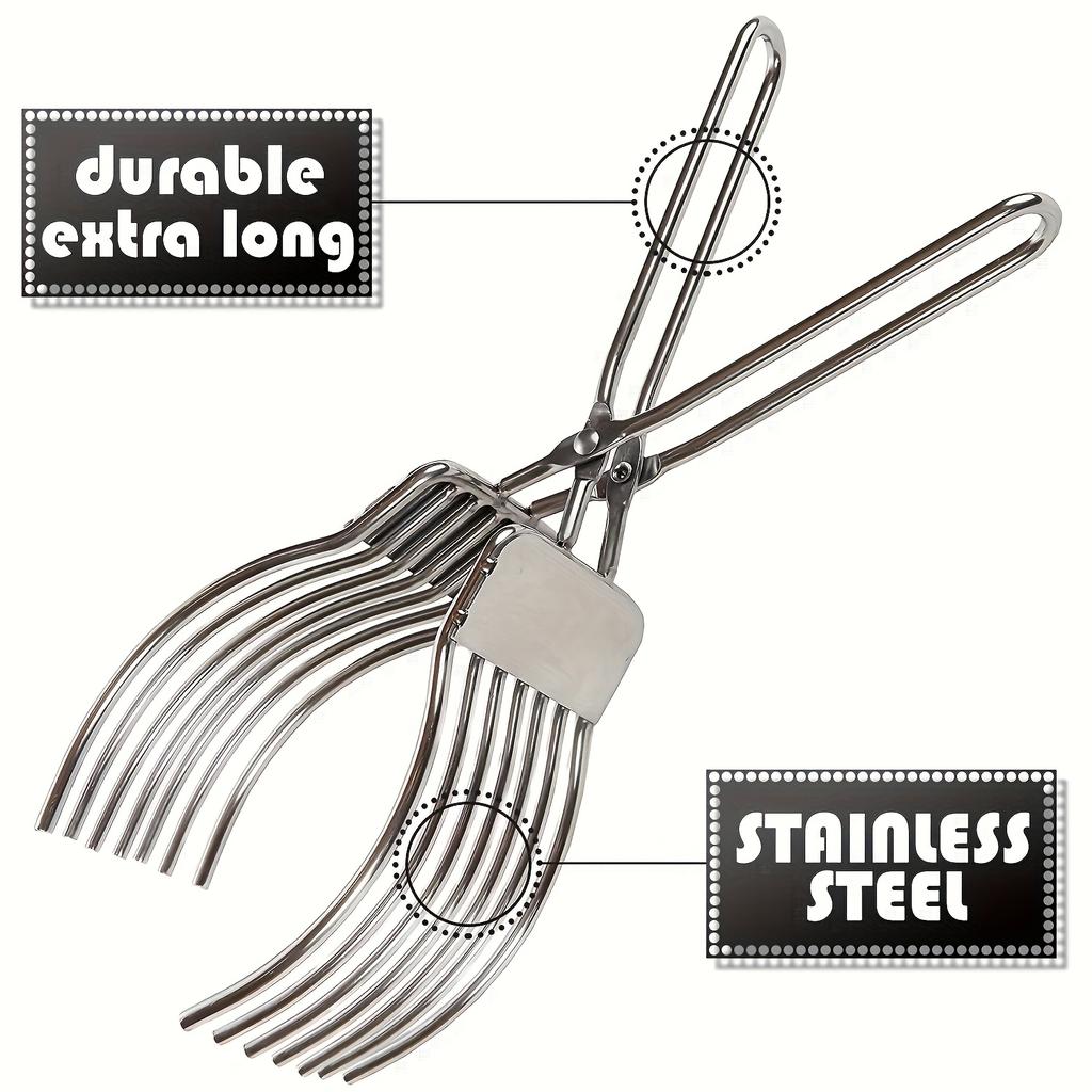1PC Stainless Steel Meat Tongs, Ham and Bread Slicer, Multi-functional Portable Barbecue Tongs for Home and Outdoor Use.