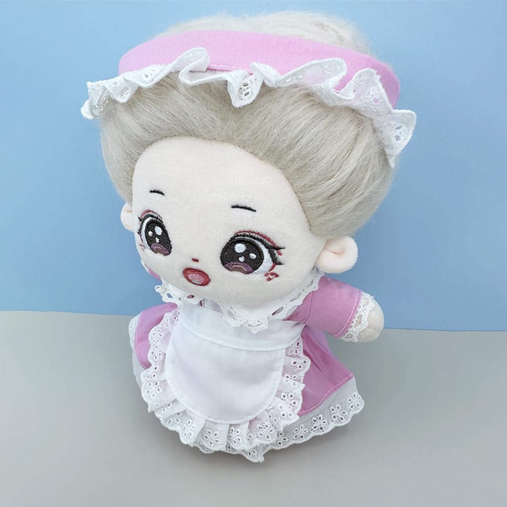 niannyyhouse 15cm 20cm Plush Doll Clothes, Headwear, Apron, Dress, Maid Costume, Cotton Doll Dress-Up (Black 15cm)