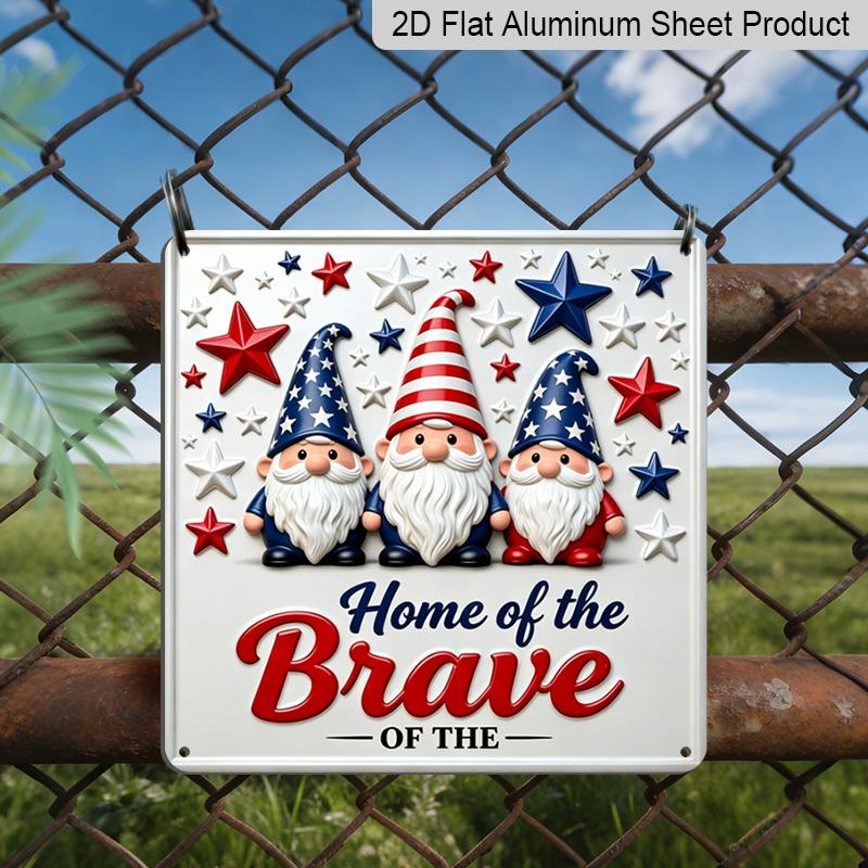 

2D Flat, 1pc, Vintage Metal Aluminum Decorative Sign, Brave Gnome Patriotic Theme, Suitable for Living Room, Bedroom, Kitchen, Café, Bar, Restaurant 20*20cm