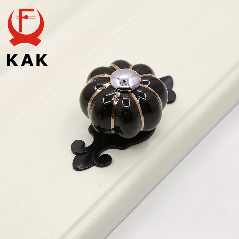 KAK Maniglia per Mobili in Ceramica da 40 mm Base Nera Manopole e Maniglie Zucca per Stanza dei Bambini Maniglia per Ante di Armadietti da Cucina Cassetti