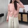 Highly Recommended! Women's Korean-Style Wool Knit Cardigan in Raspberry Color with Gold Buckle - Soft, Fluffy, High-End Sweater Coat.