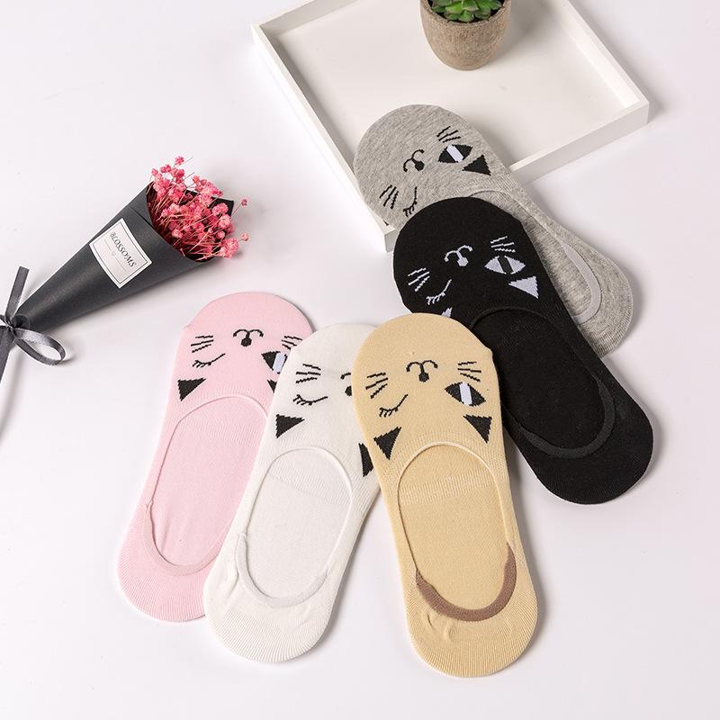 5 Pairs/lot Cute Harajuku Animal Socks Women Summer Korean Cat Bear Rabbit Funny Low Cut Ankle Sock