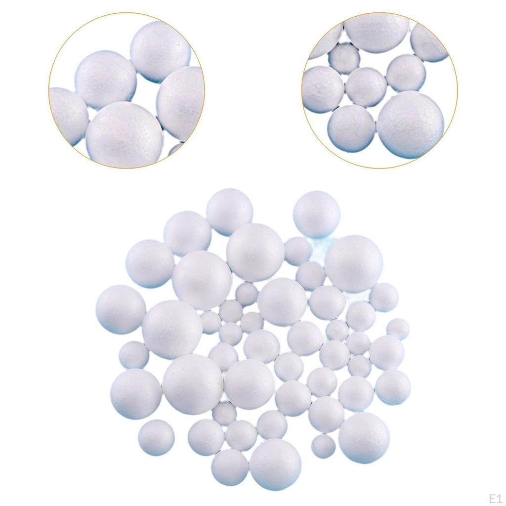 48x Foam Balls Sphere 6 Sizes Kids Round Polystyrene for Wedding Home Modeling Science