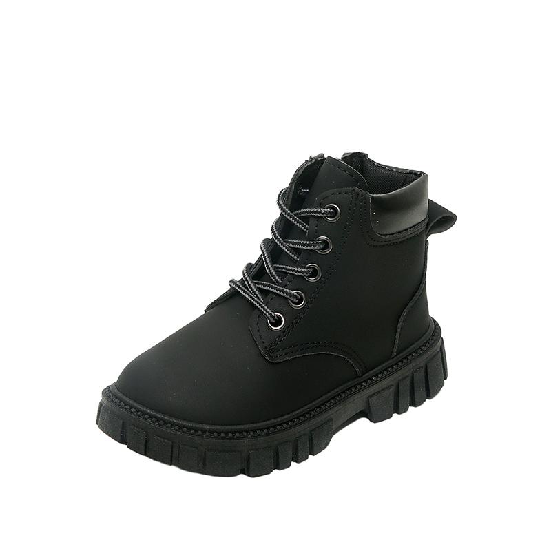 Botki Dziecięce Antypoślizgowe Zapinane na Zamek Boczny Dziecięce Skórzane Botki Jednolity Kolor 2025 Jesień Nowe Chłopcy Dziewczynki Krótkie Botki Wygodne