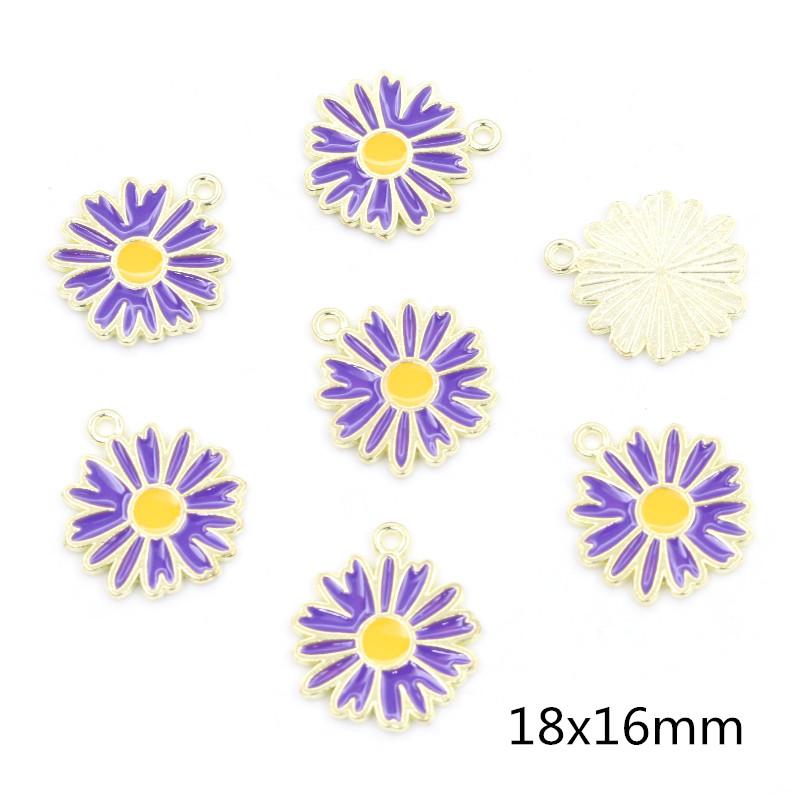 20pcs Enamel Flower Charms Pendant Alloy Metal DIY Jewelry Making Accessories Findings for Earrings Necklace Bracelet