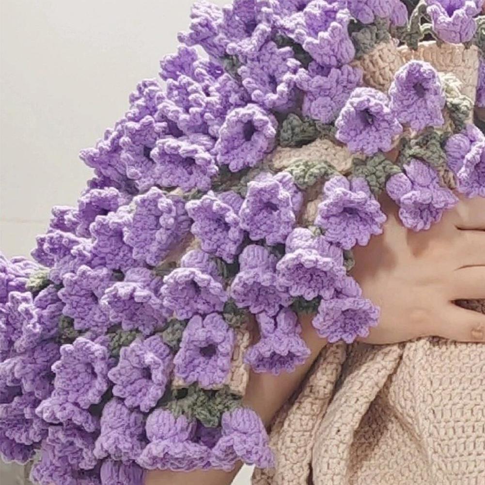 Crochet Bouquet Blanket DIY Rose Handmade Material Package Floral Woolen Ball Craft Kit Woven Artificial Home Decoration Gift