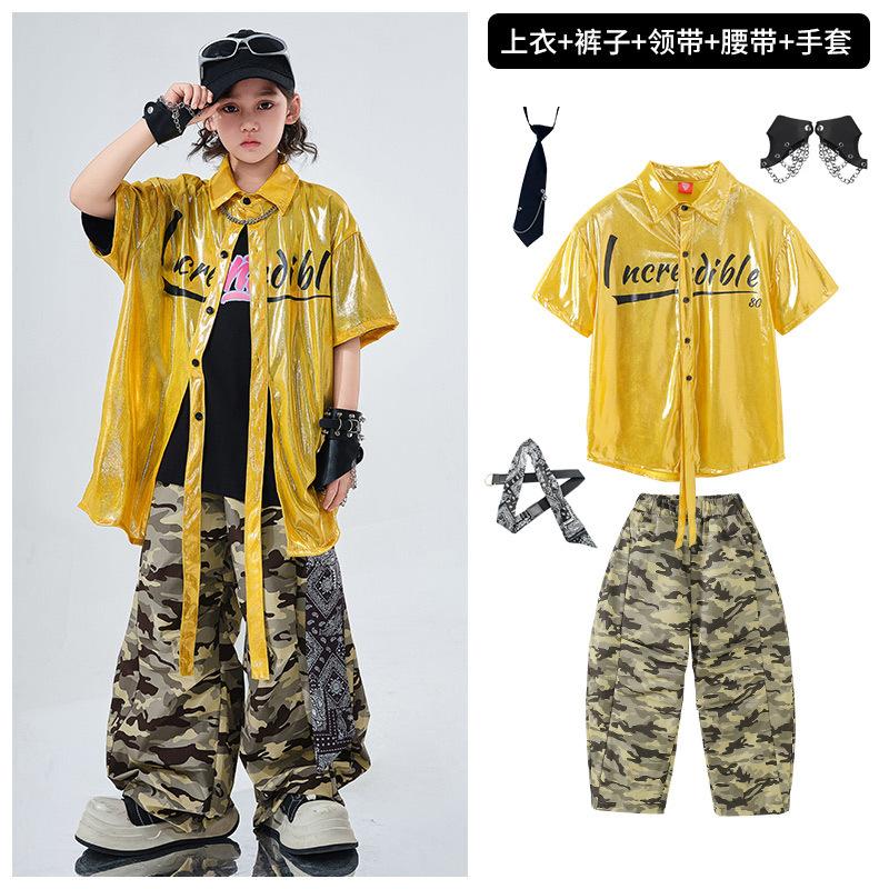Children'S Hip-Hop Trendy Clothes Boys' Hip-Hop Fried Street Hiphop Performance Clothes Are Trendy And Cool Children'S Summer Two-Piece Short Sleeves