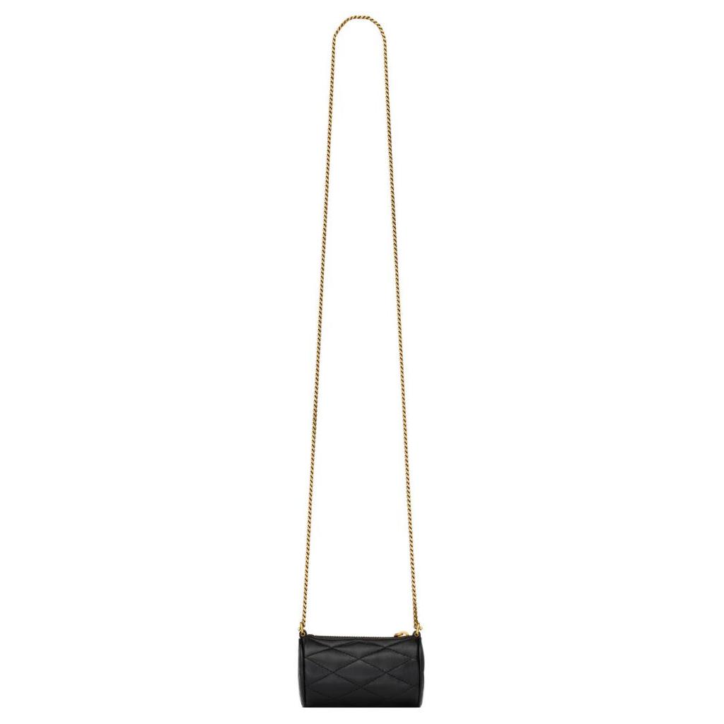 Saint Laurent Ysl Sade Series Micro Lambskin Leather Quilted Cylinder Bag Women Shoulder Bag Black Bronze 796296-AAAJU-1000