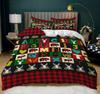Christmas Duvet Cover Set Queen King Size Winter Snowflake Elk Car Pattern Soft Quilt Set Christmas Themed Quilt Set 3 Pcs