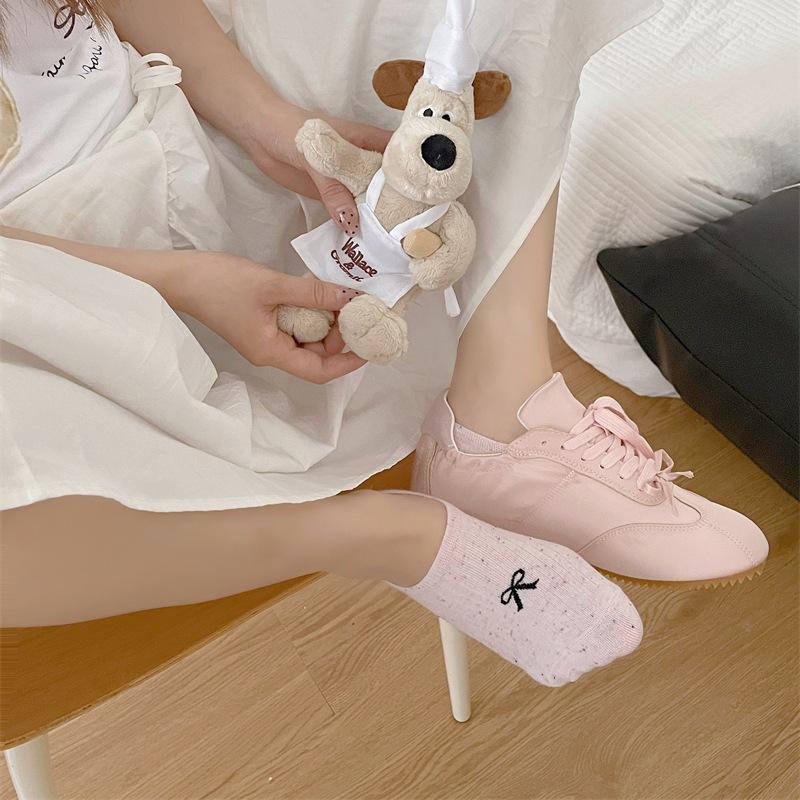 Summer Thin Dot Yarn Bow Boat Socks, Low-top Shallow-mouth Invisible Socks for Women, Anti-slip, Simple, Pure Cotton, No Heel Drop