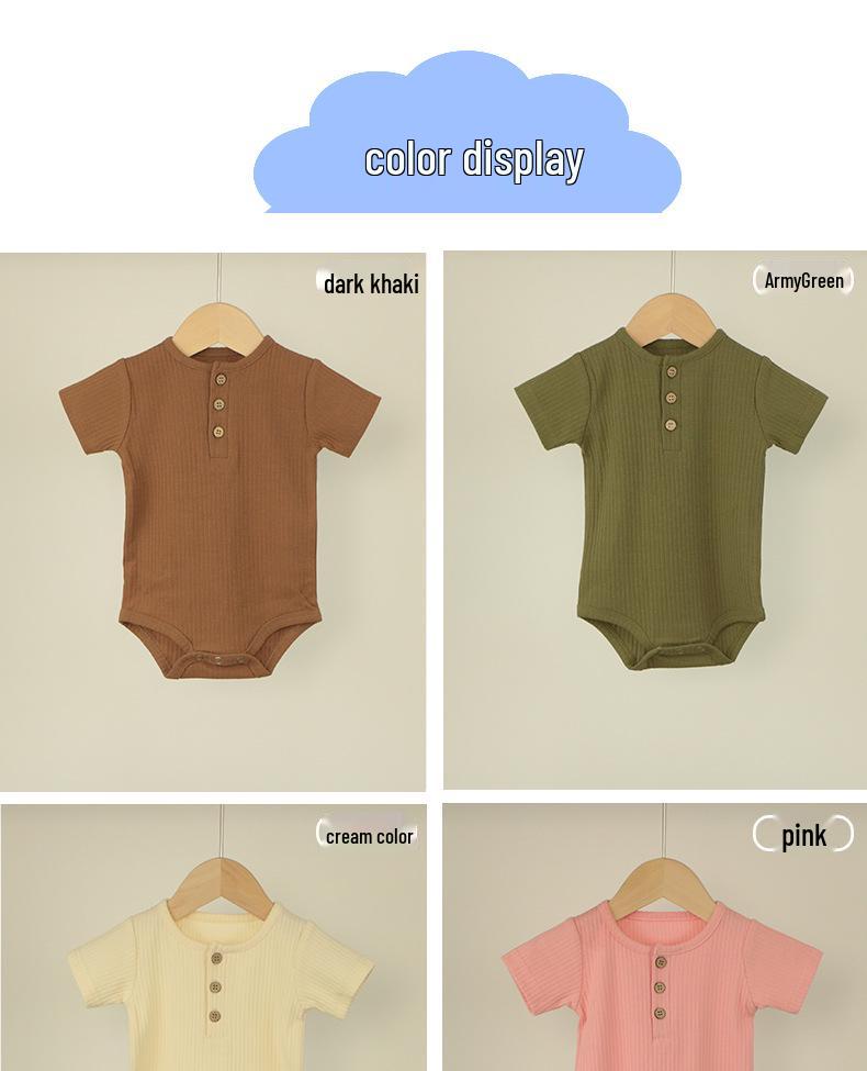 Gerippter Kurzarm-Strampler für Neugeborene - Unisex-Frühlings- bis Herbst-Outfit
