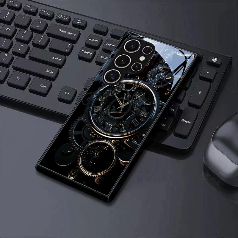 Mechanical Style Glass Phone Case Suitable for Samsung Galaxy S26 S25 S24 S23 S22 S20 FE/Ultra/Plus Anti Drop Back Cover