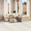 vidaXL 13-Piece Garden Sofa Set with Cushions Beige Poly Rattan Acacia, Garden Dining Set 3 3361806