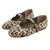 Fashion Summer Women Leopard Flat Shoes 2025 Round Toe Laofers Elegant Fashion Ballet Mary Janes Buckle Up Soft Women Flats Shoes