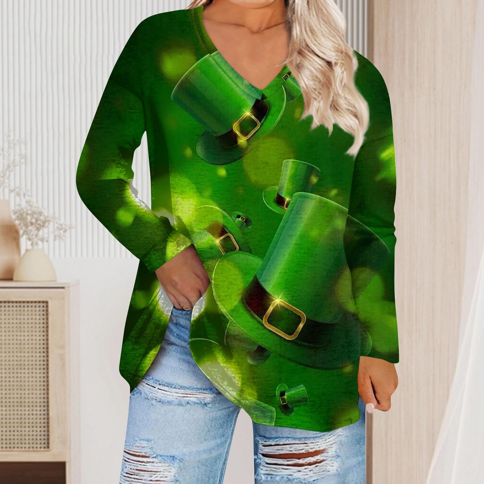 

Женский топ большого размера с v-образным вырезом, повседневные свободные удобные футболки с длинными рукавами с принтом, топы XXXL