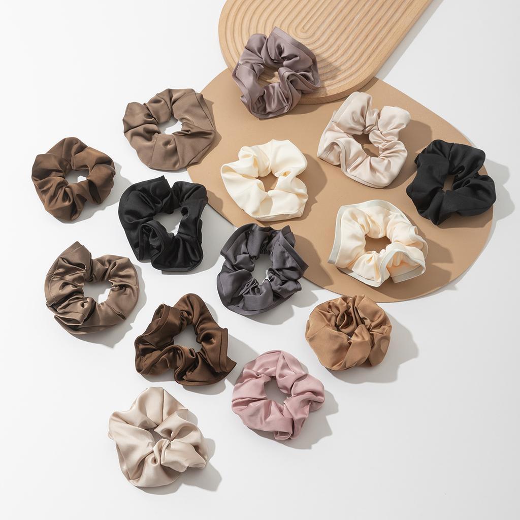 Vintage Silk Satin Hair Scrunchies Elastic Hair Bands Solid Color Women Girls Headwear Ponytail Ties Rope Hair Accessories