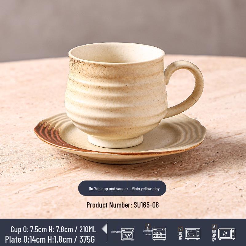Wabi-Sabi Ceramic Coffee Cup & Saucer Set: Exquisite, High-End Latte Cup Perfect for Afternoon Tea
