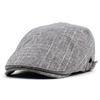 Boina de algodón y lino para hombre y mujer, gorra transpirable, nuevo sombrero de rayas hacia adelante