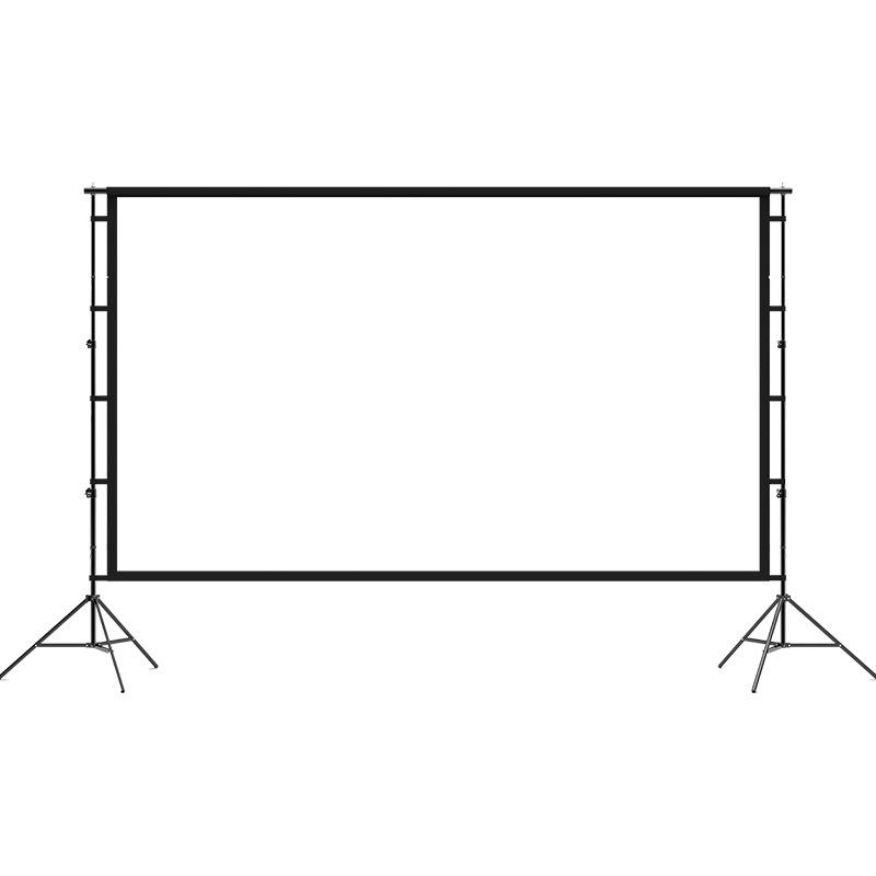 Enhanced Black Backlight Outdoor Projection Screen with Dual Floor Stands - Portable HD Home Projector Screen