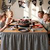 Conference Room Table Decoration 6Ft Gingham Skirt with Ruffled Edge, Checkered Teacher Desk Skirt, Pastoral Style Plaid Decor Hook And Loop Wrap for