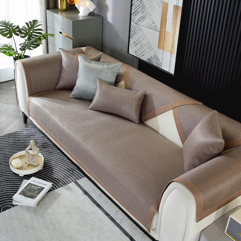 Ice Cooling Rattan Mattress Sofa Cushion Summer Edition Seat Pad Washable Ice Silk Anti-Slip Cover Home Decoration