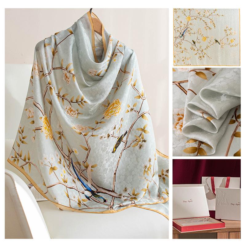 Silk scarf Korean atmosphere spring and summer new printing light mulberry silk silk scarf women's versatile big shawl