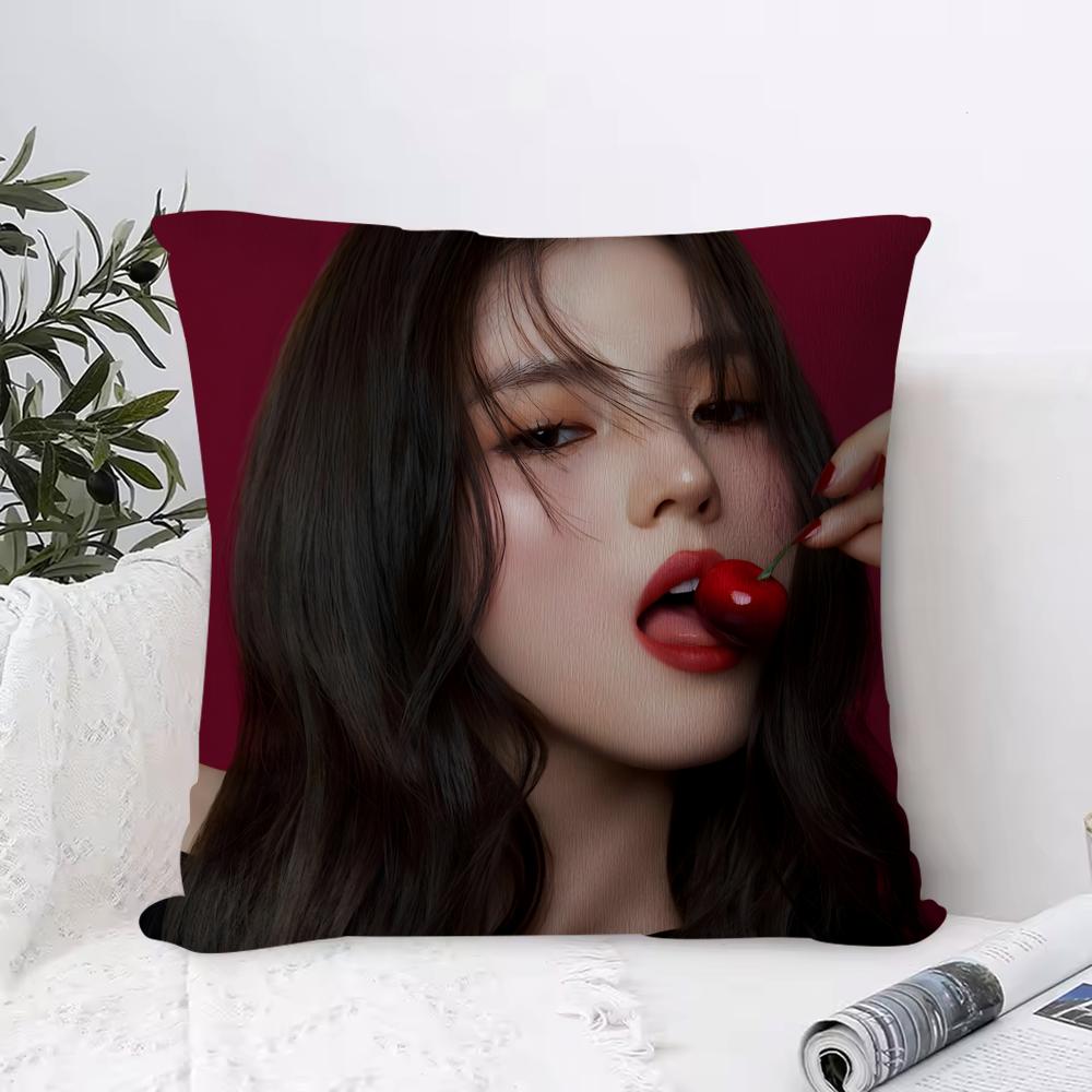 Han Sohee Cushion Cover Anti-dustmite Pillowcase Invisible Zipper Silky Short Plush Sofa Cushion Cover