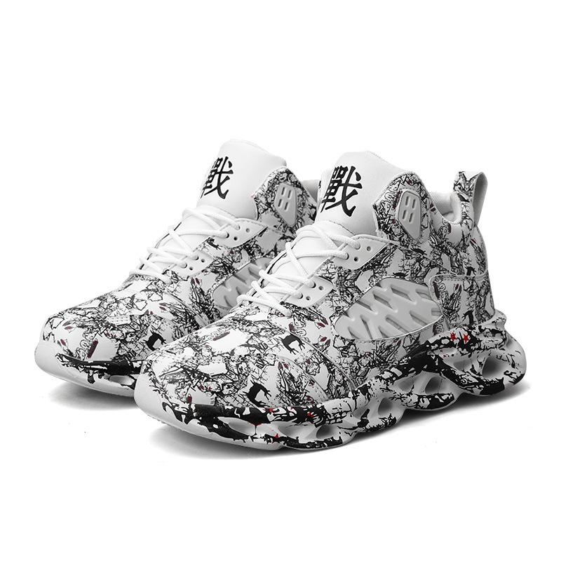 Scarpe da basket alla moda per ragazzi, con graffiti, versatili, da uomo, taglie forti, con fondo a torsione, quattro stagioni
