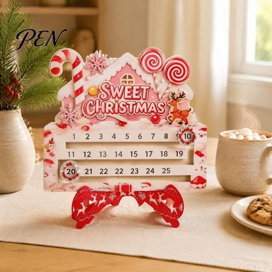 Wooden Holiday Keepsake Christmas Countdown Calendar, 25 Days Until Advent Vintage Office Party Decor Farmhouse Table Sign for Indoor Home to