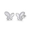 European American Retro Zircon Four-Leaf Clover Bow Heart Stud Earrings, 925 Silver