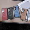 Luxury Busine Sle Leather Hinge Magnetic Phone Case for Original Samsung Galaxy Z Fold 7 6 5 4 3 Magsafe Wireless Charging Cover