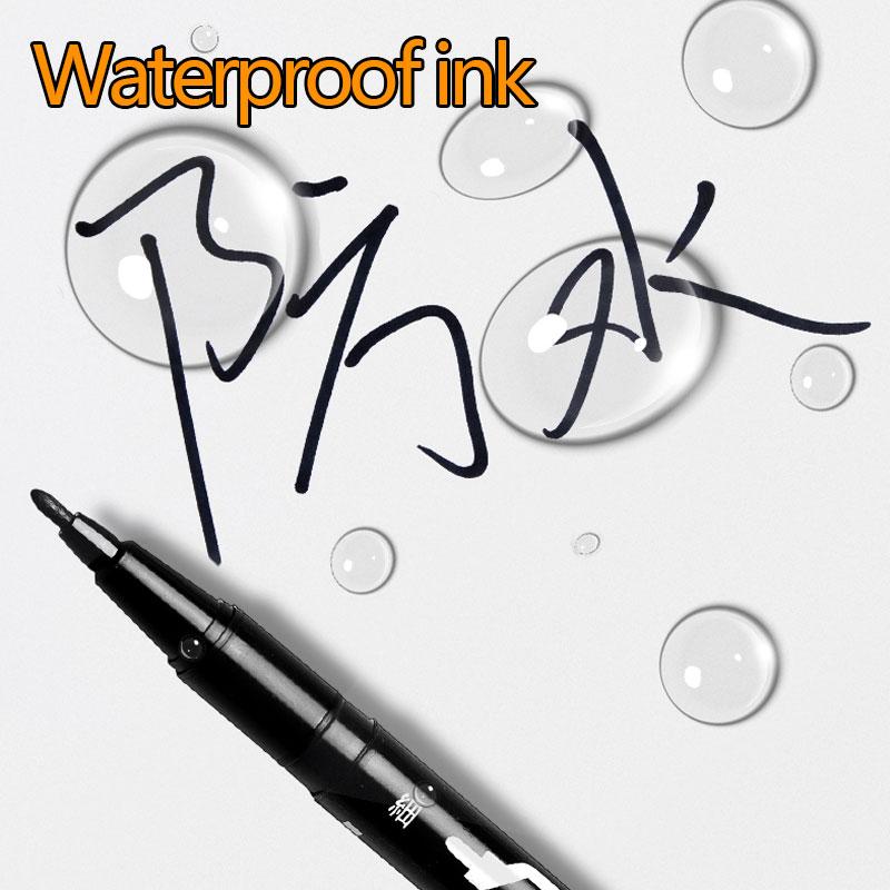 10Pcs Waterproof Marker Pens Durable Oily Ink Fast Drying Thick Head For Signature Express Logistics & School Black Red Blue Pen