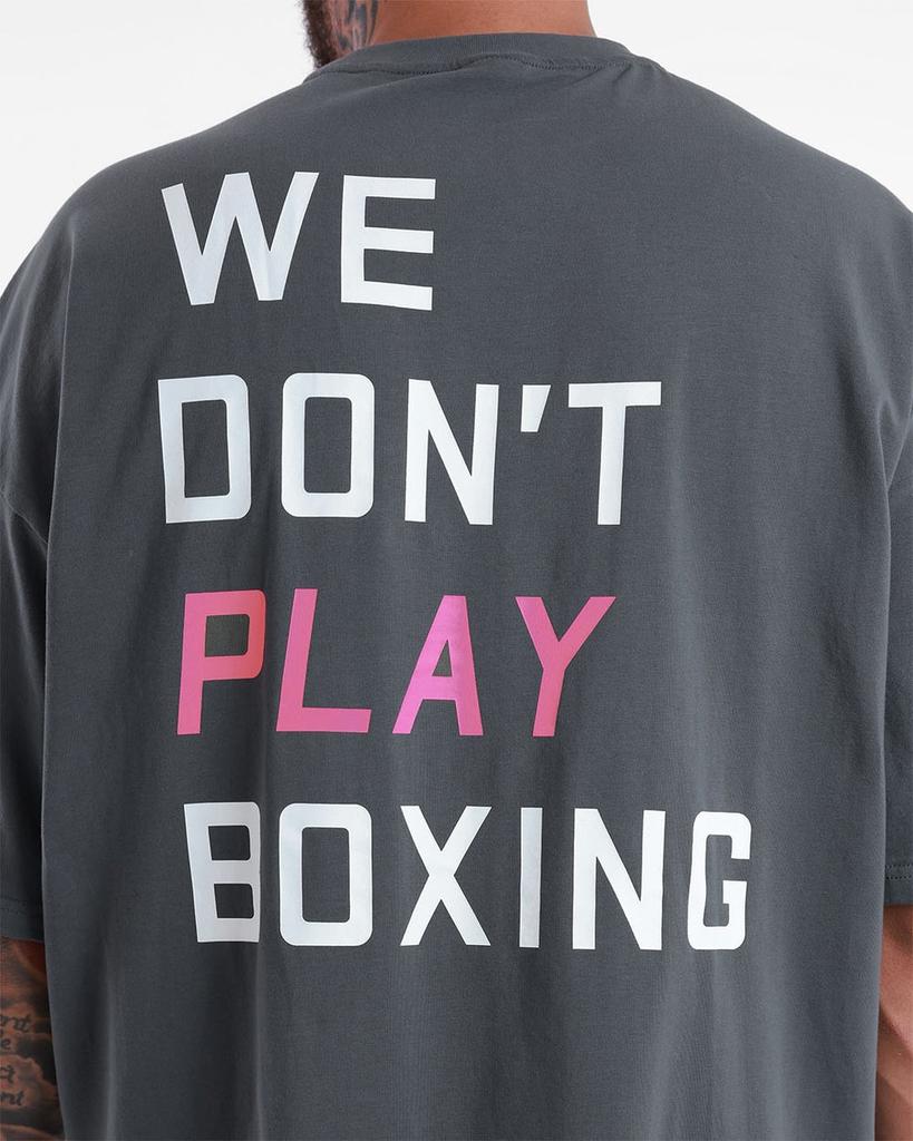 BOXRAW We Dont Play Boxing Oversized T-Shirt - Men'S M Bxrw-U-Wdpbt [Grey/Pink] (D Type)