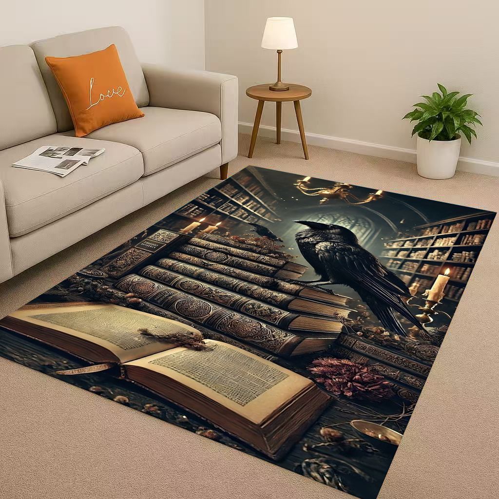 HD Magic Book Library Bookshelf Living Room Non Slip Area Rug Soft Carpet for Bedroom Sofa , Easy Clean Home Doormat Playmat