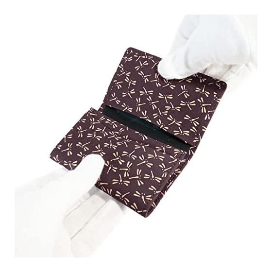 Indenya Card Case, Large Capacity, Deer Leather, Purple with White Lacquer Dragonfly Pattern, 2501-16-008