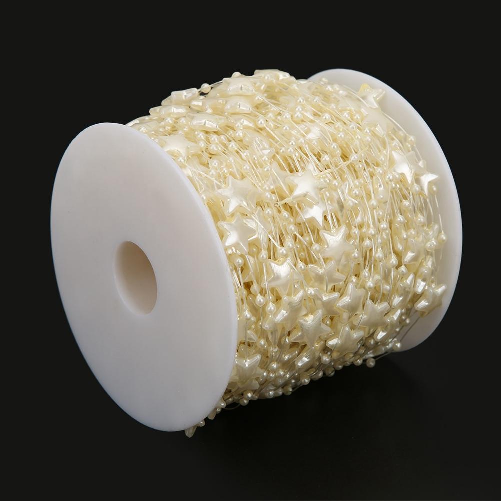 

60m Five Pointed Star Faux Pearl Bead String DIY Christmas Tree Decor Bouquet Accessories(Beige ) бежевий