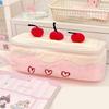 Heart Kawaii Pencil Case Embroidered Pencil Pouch Creative Cosmetic Bags  Stationery Box