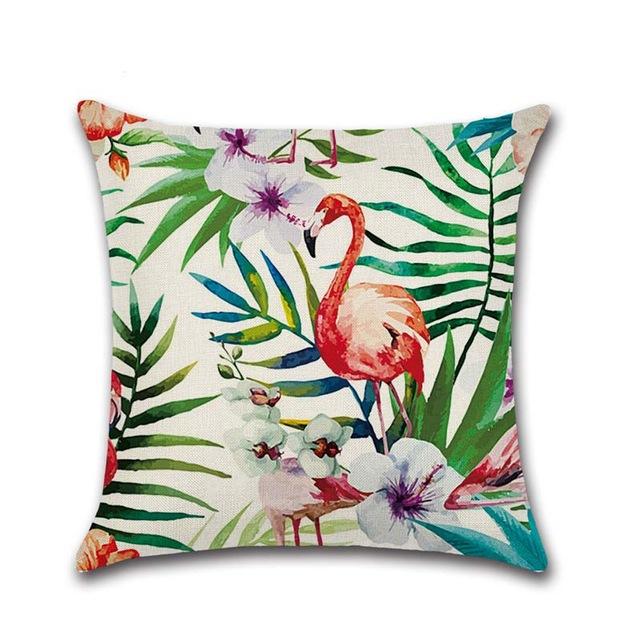 Tropische Pflanzen Kissenbezug Dekorative Kissenbezüge Flamingo-Druck Baumwolle Leinen Wurfkissenbezug Blumen Kissenbezug Zt169