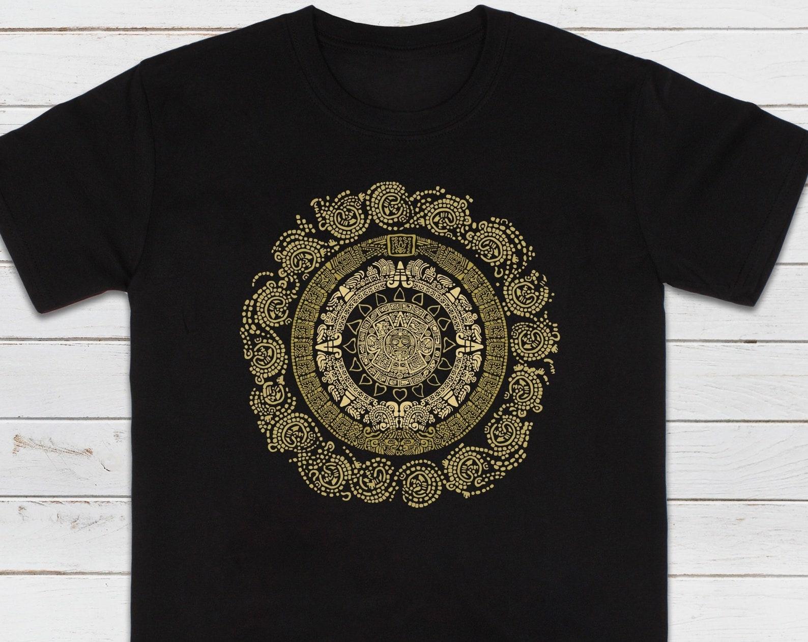 Mayan Calendar T-Shirt, Aztec Symbol Art Tee 4XL