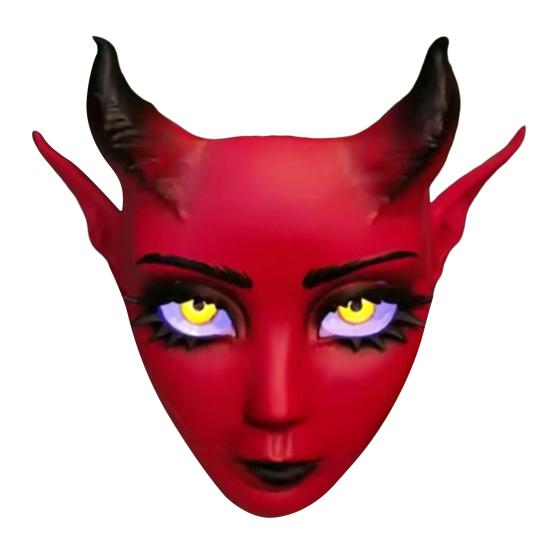Yousheng Sheep Horn Demon Halloween Face Guard Terrifying Human Face Guard Scary Prop Parties Haunted House Scares Animal Face Guard