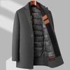Double-sided Woolen Coat Men's Coat Autumn and Winter Scarf Business Removable Down Liner Woolen Coat