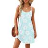 Fashion Women Summer Dress Vintage Floral Print Adjustable Spaghetti Straps Beach Vacation Casual Dress With Pockets