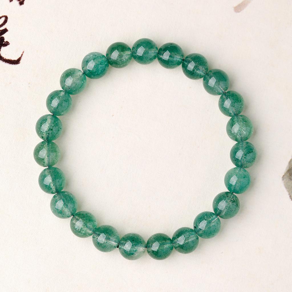 Natural Green Strawberry Crystal Bracelet for Women, Exquisite and High-end Green Gradient Crystal Single-loop Bracelet, Jewelry Gift