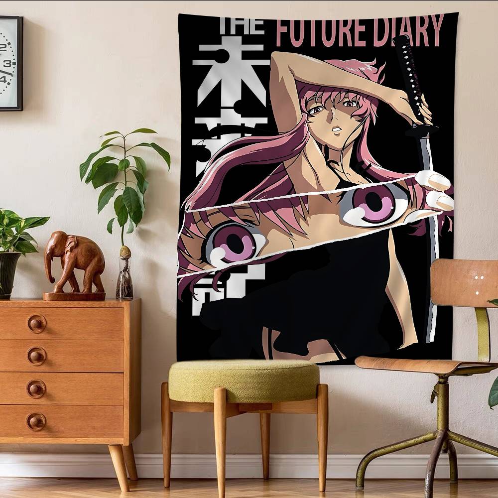 Anime Figure Mirai Nikki The Future Diary Anime Tapestry Hippie Flower Wall Carpets Dorm Decor Cheap Hippie Wall Hanging