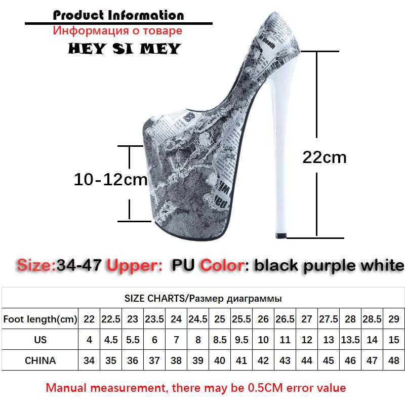 Sexy 22cm Extreme High Heels Shoes Woman Fashion Ethnic Print Platform Pumps Women Heeled Shoes Large Size Stripper Fetish Shoes
