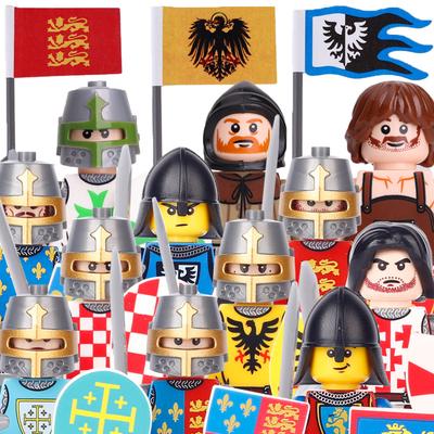 Medieval Military Knight Soldier Figures Building Blocks Ancient Lion Castle Army Guard Infantry Shield Flag Weapons Bricks Toys