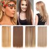 Leeons 5 Clips In Hair Extensions Synthetic Straight Heat-Resisting Fiber Clip On 24 Inch Blonde Brown Fashion Color For Women